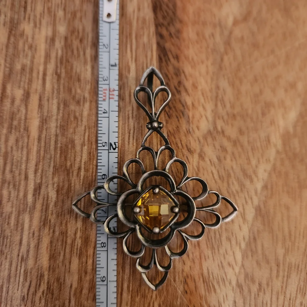 Vintage Sterling Silver Silpada Pendant with Yellow Gemstone